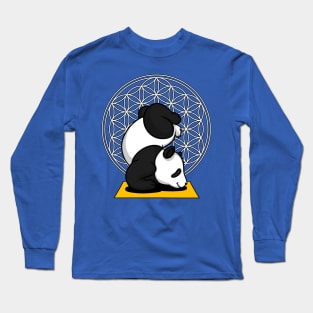 Cute Panda Bear Yoga Lover Flower Of Life Zen Gift Long Sleeve T-Shirt